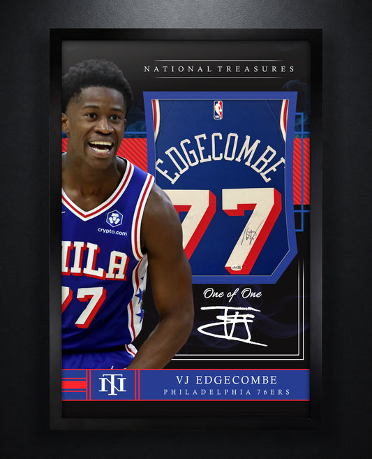 VJ Edgecombe Signed Philadelphia 76ers Nike Jersey Framed JSA COA - Photo of frame