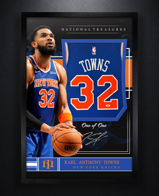 Karl-Anthony Towns Signed New York Knicks Nike Jersey Framed PSA COA - Photo of frame