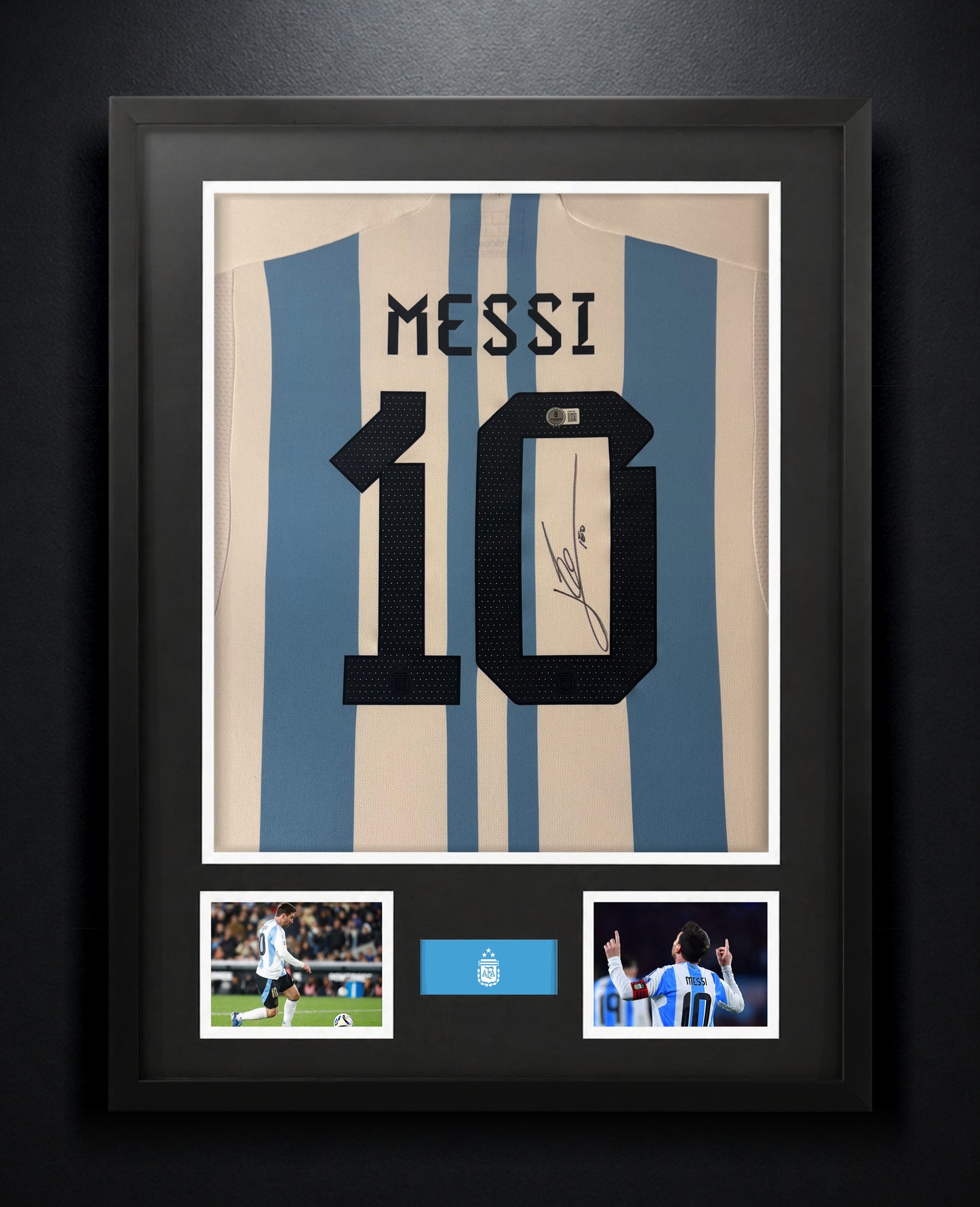 Lionel Messi Signed Argentina Adidas Jersey Framed Beckett LOA & COA - Photo of frame