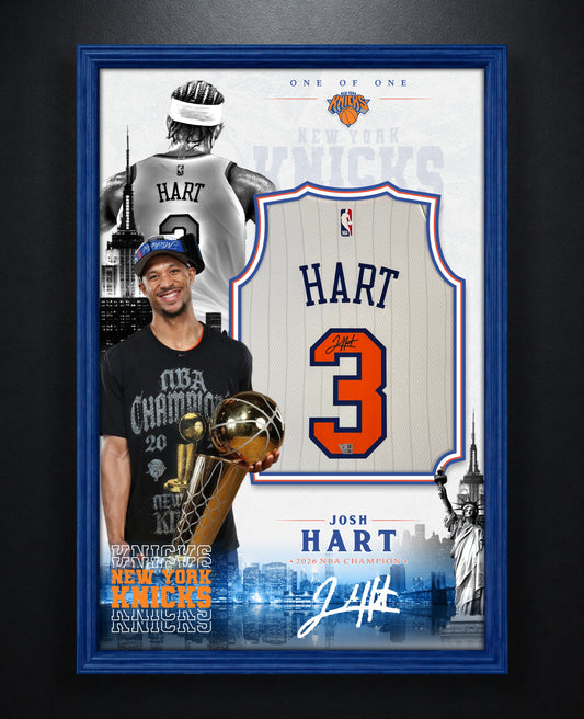 Josh Hart Signed New York Knicks Nike Jersey Framed Fanatics COA - Photo of frame