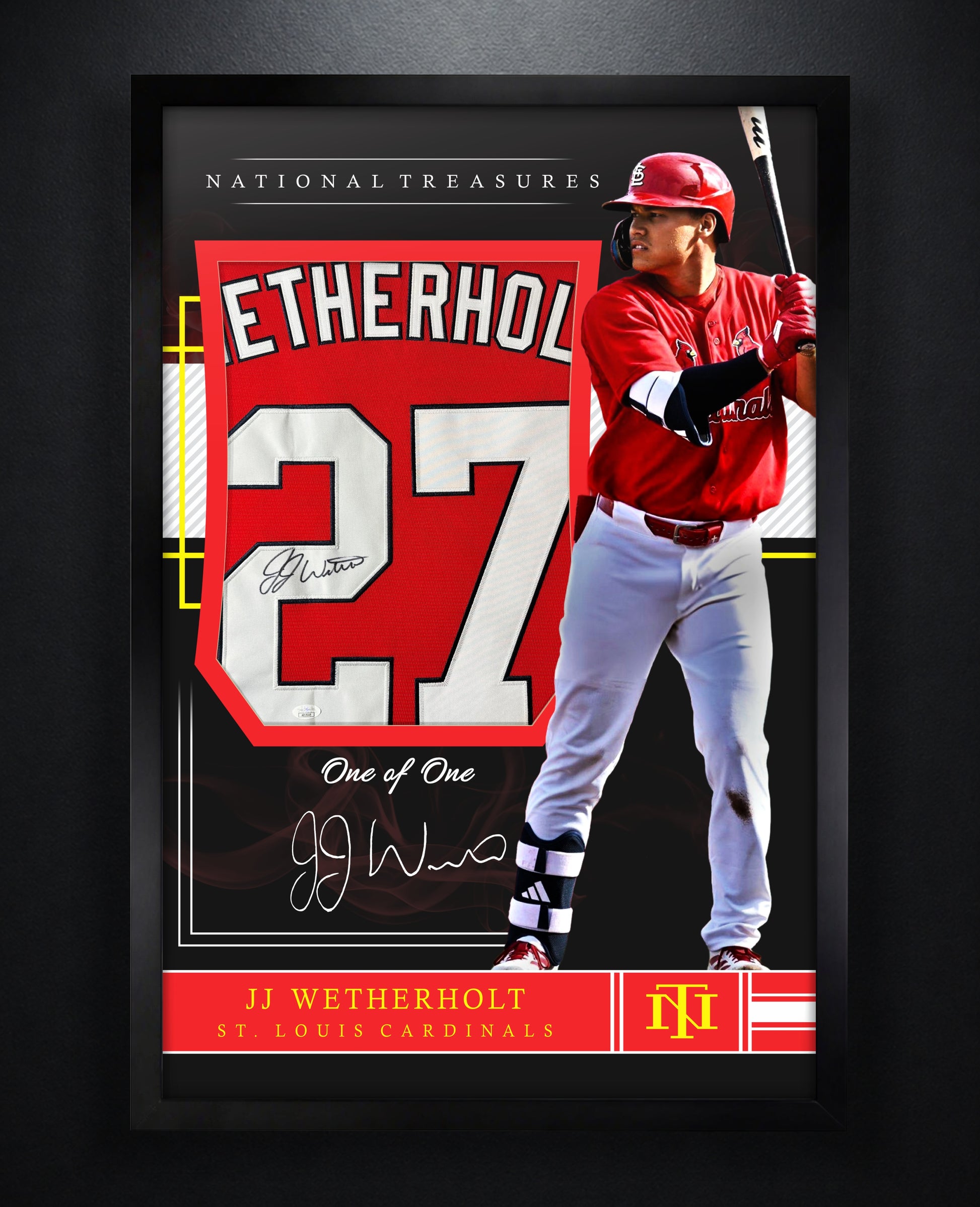 JJ Wetherholt Signed St. Louis Cardinals Nike Jersey Framed JSA COA - Photo of frame