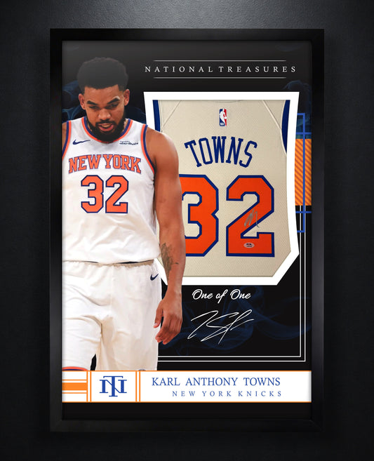 Karl-Anthony Towns Signed New York Knicks Nike Jersey Framed PSA COA - Photo of frame