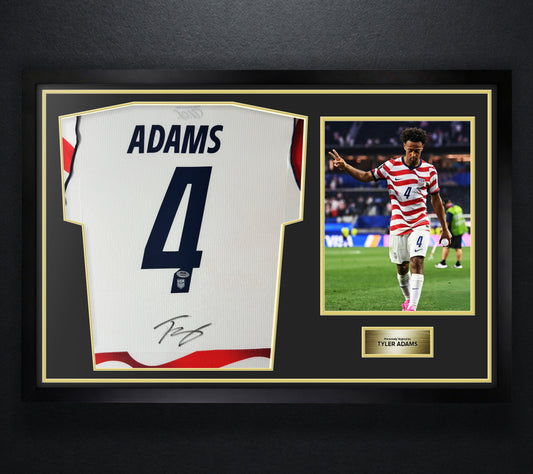 Tyler Adams Signed United States of America Nike Jersey Framed PSA COA - Photo of frame