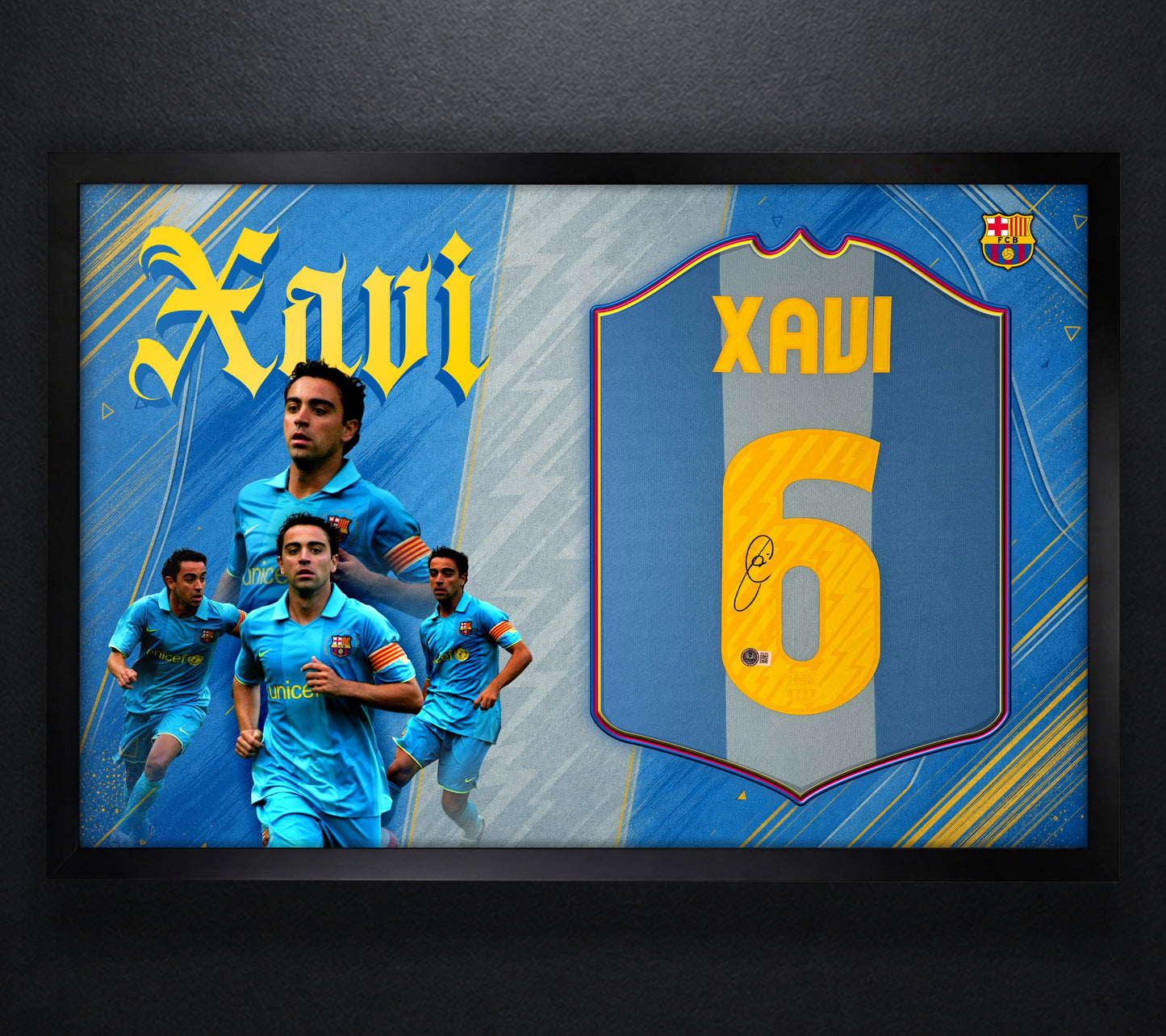Xavi Hernández Signed FC Barcelona Nike Jersey Framed Beckett COA - Photo of frame