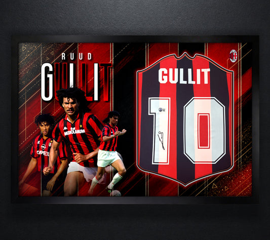 Ruud Gullit Signed AC Milan Adidas Jersey Framed Beckett COA - Photo of frame