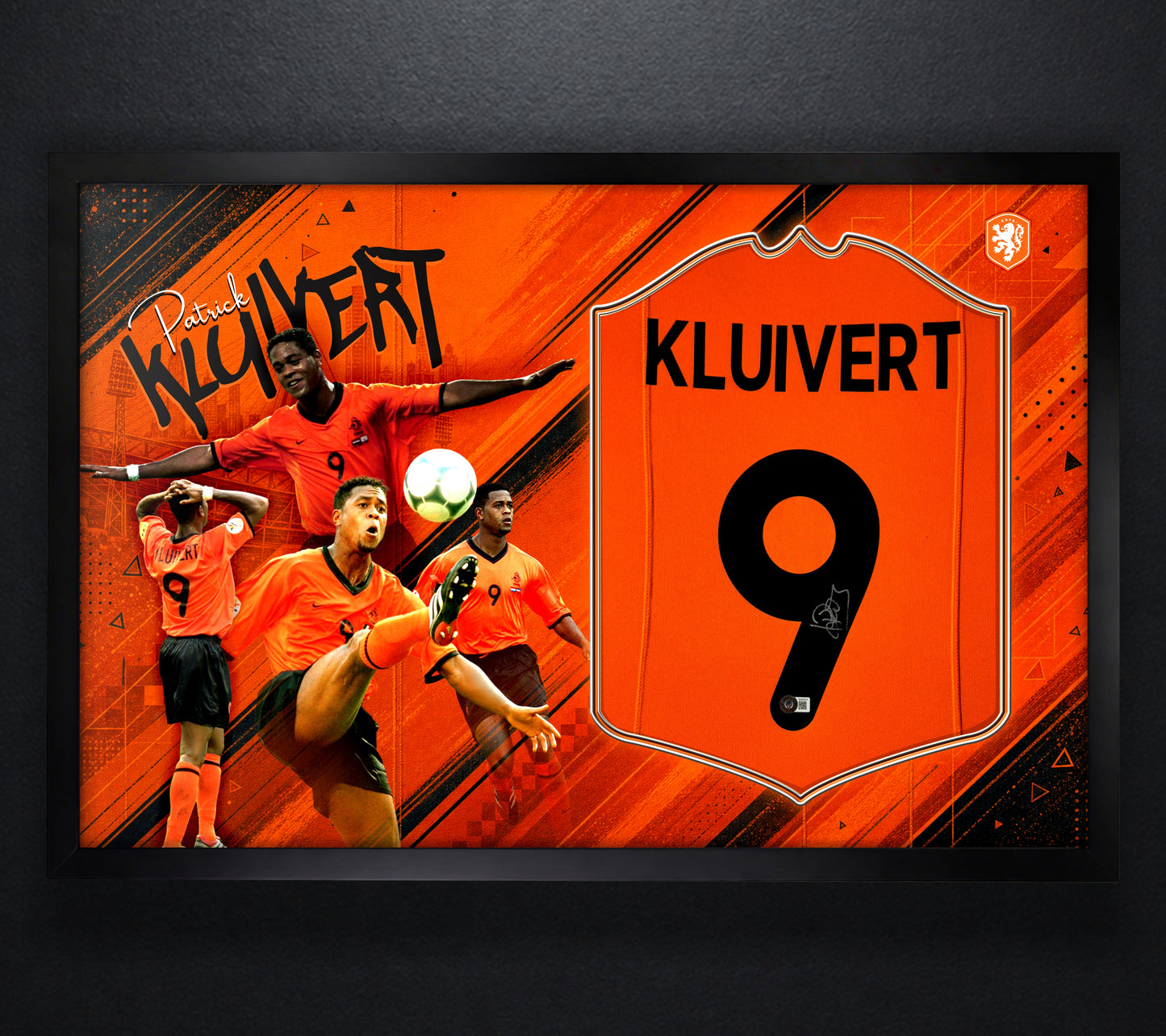 Patrick Kluivert Signed Netherlands Jersey Framed Beckett COA - Photo of frame