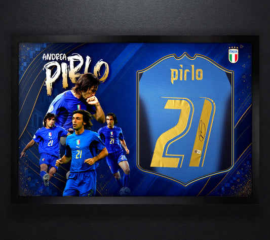 Andrea Pirlo Signed Italy Italy Jersey Framed Beckett COA - Photo of frame
