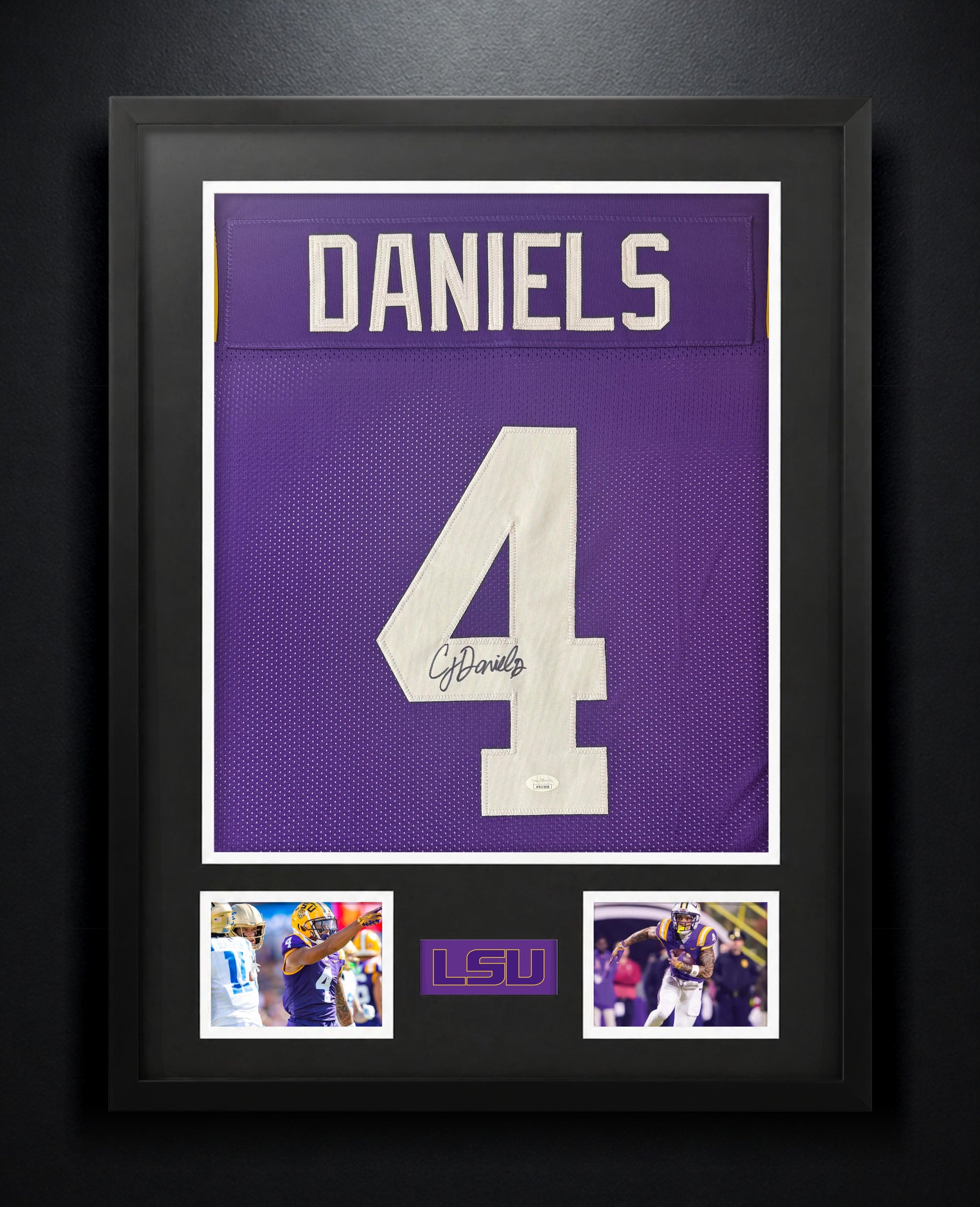 CJ Daniels Signed LSU Tigers Jersey Framed JSA COA - Photo of frame