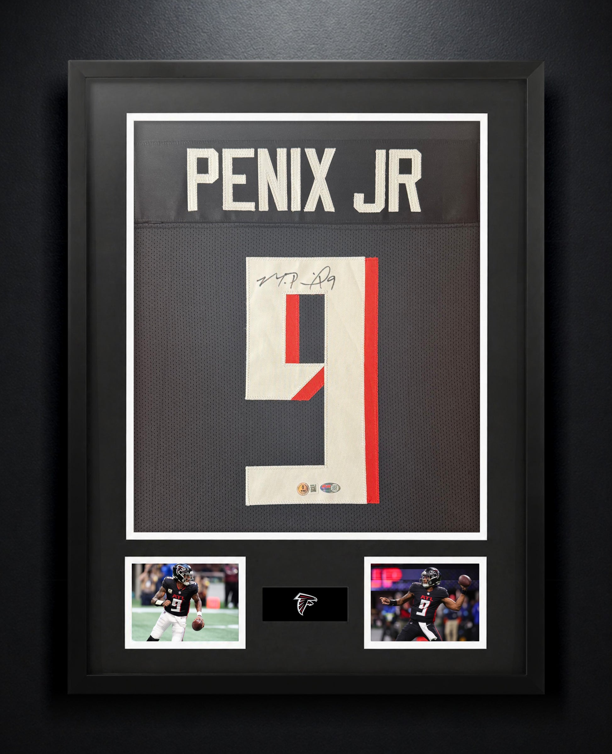 Michael Penix Jr Signed Atlanta Falcons Jersey Framed Beckett COA - Photo of frame