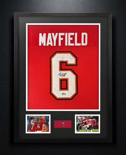Baker Mayfield Signed Tampa Bay Buccaneers Jersey Framed Beckett COA - Photo of frame