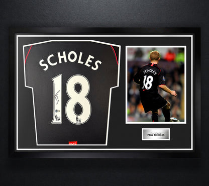 Paul Scholes Signed Manchester United Nike Jersey Framed Beckett COA - Photo of frame