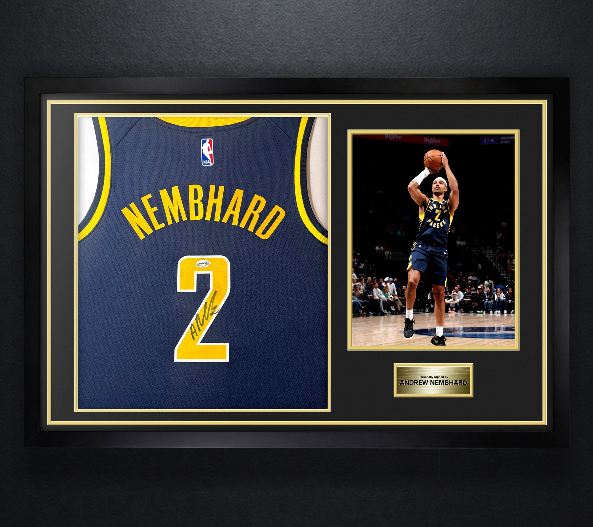Andrew Nembhard Signed Indiana Pacers Nike Jersey Framed JSA COA - Other
