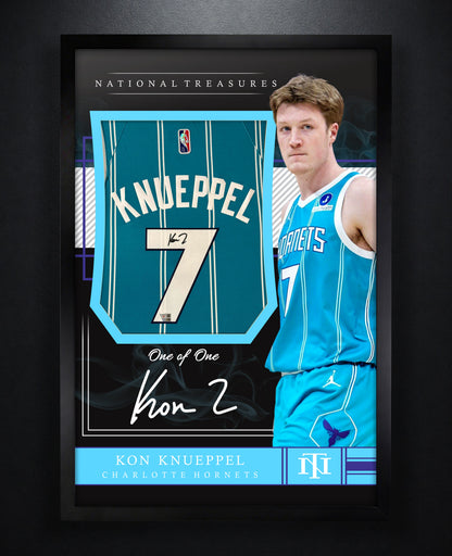 Kon Knueppel Signed Charlotte Hornets Nike Jersey Framed Fanatics COA - Photo of frame