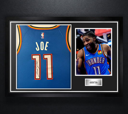 Isaiah Joe Signed Oklahoma City Thunder Nike Jersey Framed JSA COA - Photo of frame