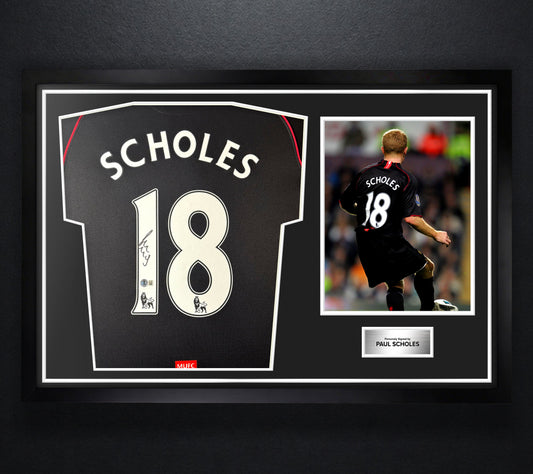 Paul Scholes Signed Manchester United Nike Jersey Framed Beckett COA - Photo of frame
