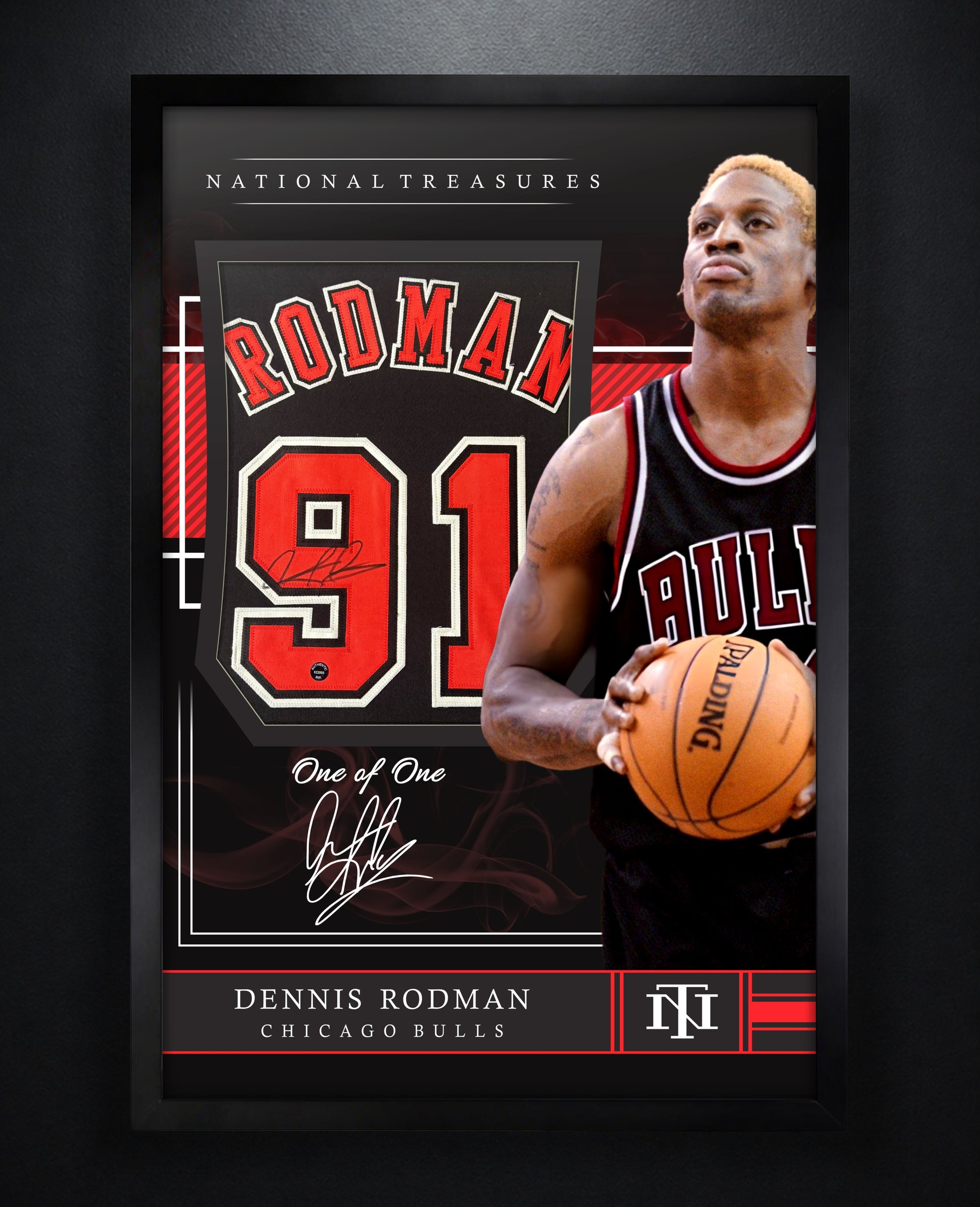 Dennis Rodman Signed Chicago Bulls Jersey Framed Authentic Ink COA - Photo of frame