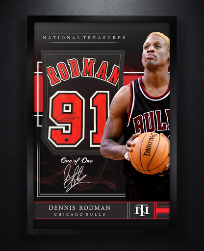 Dennis Rodman Signed Chicago Bulls Jersey Framed Authentic Ink COA - Photo of frame