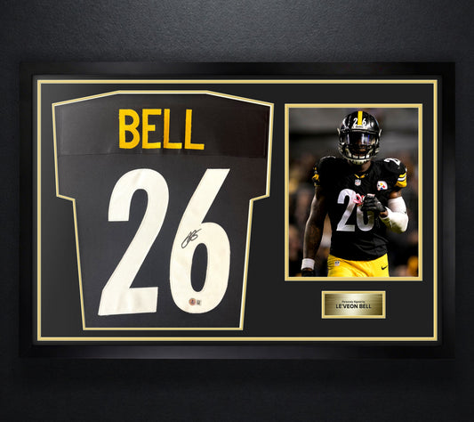LeVeon Bell Signed Pittsburgh Steelers Jersey Framed Beckett COA - Photo of frame