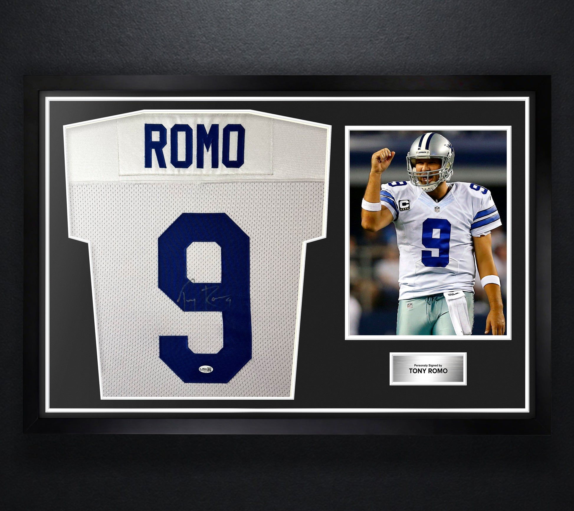 Tony Romo Signed Dallas Cowboys Jersey Framed JSA COA - Photo of frame