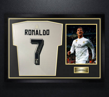 Cristiano Ronaldo Signed Real Madrid Adidas Jersey Framed Beckett LOA & COA - Photo of frame