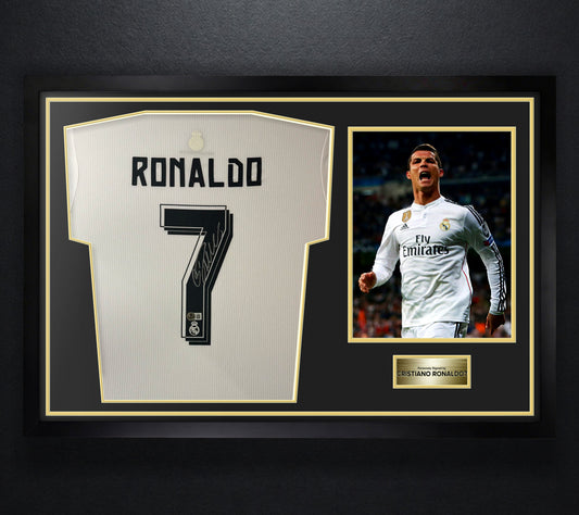 Cristiano Ronaldo Signed Real Madrid Adidas Jersey Framed Beckett LOA & COA - Photo of frame