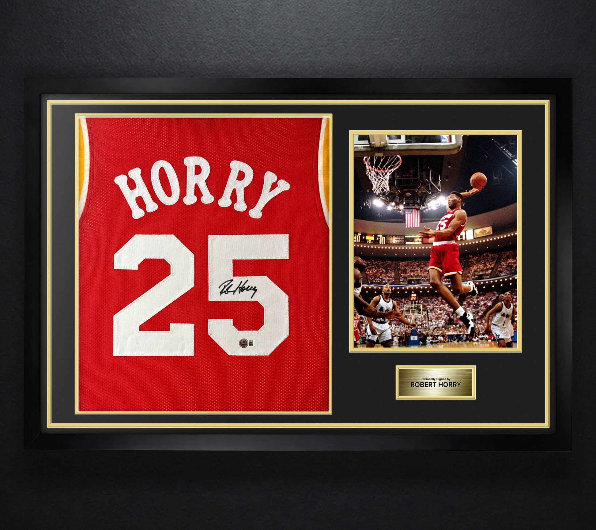 Robert Horry Signed Houston Rockets Jersey Framed Beckett COA - Photo of frame