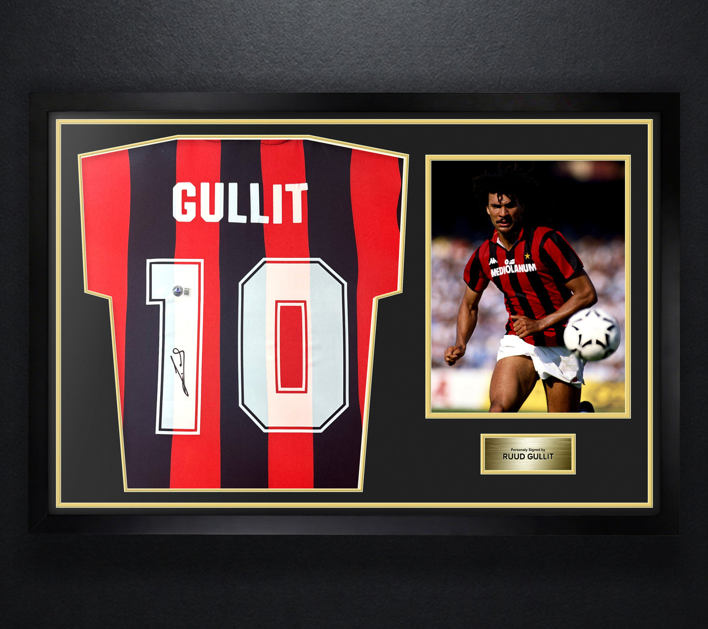 Ruud Gullit Signed AC Milan Adidas Jersey Framed Beckett COA - Photo of frame