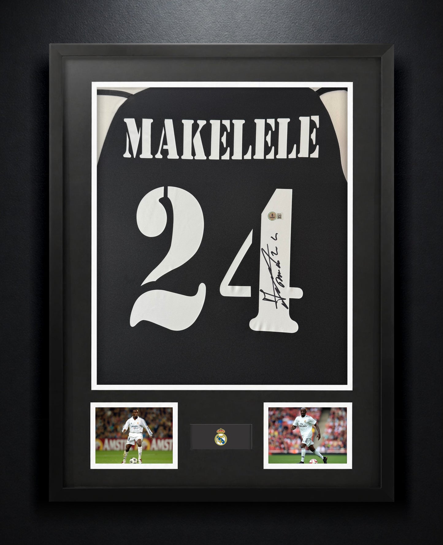 Claude Makelele Signed Real Madrid Adidas Jersey Framed Beckett COA - Photo of frame