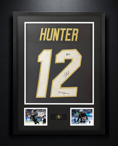 Travis Hunter Signed Colorado Buffaloes Jersey Framed Beckett COA INSCRIBED - Photo of frame