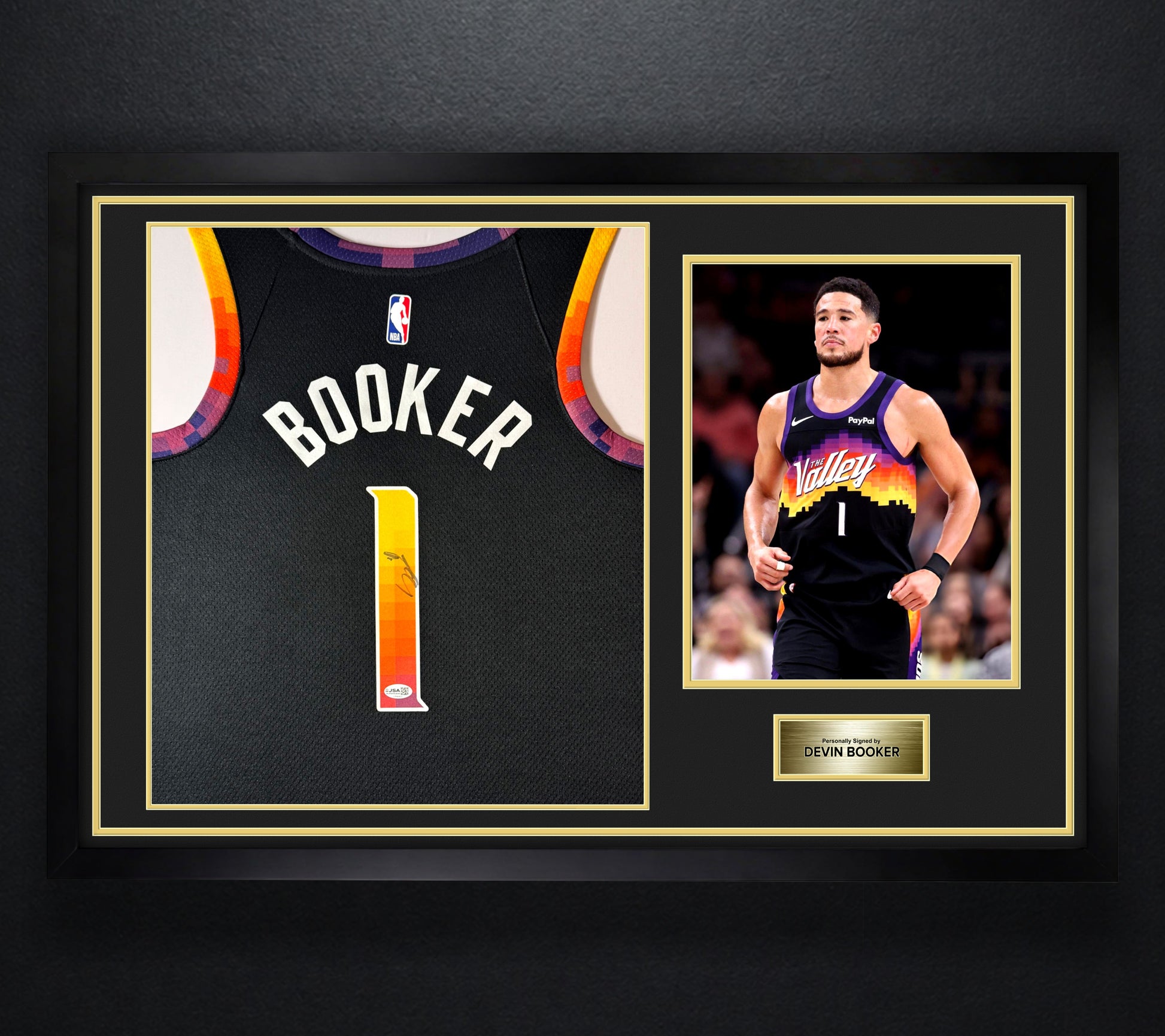 Devin Booker Signed Phoenix Suns Nike Jersey Framed JSA COA - Photo of frame
