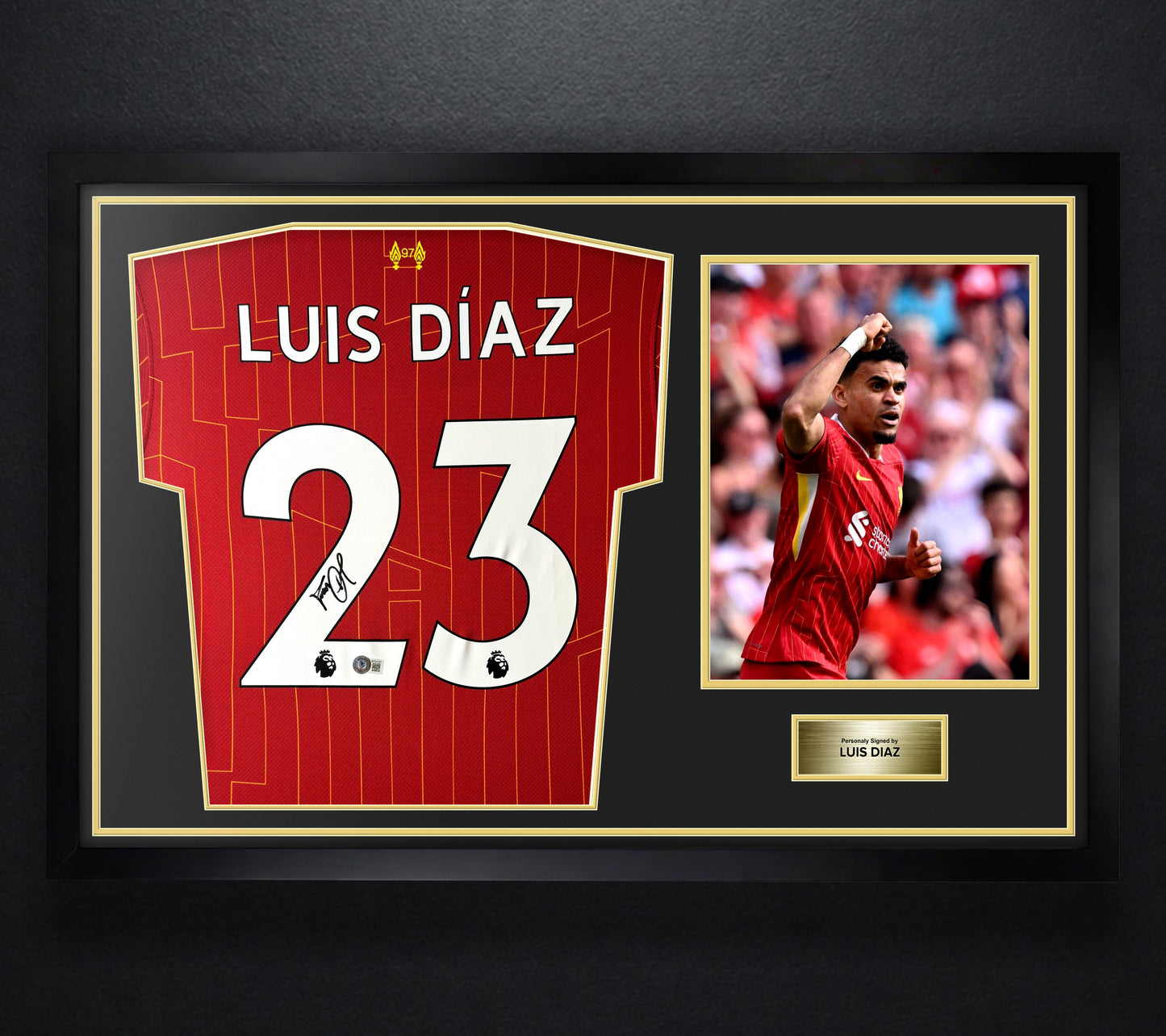 Luis Diaz Signed Liverpool Nike Jersey Framed Beckett COA - Photo of frame