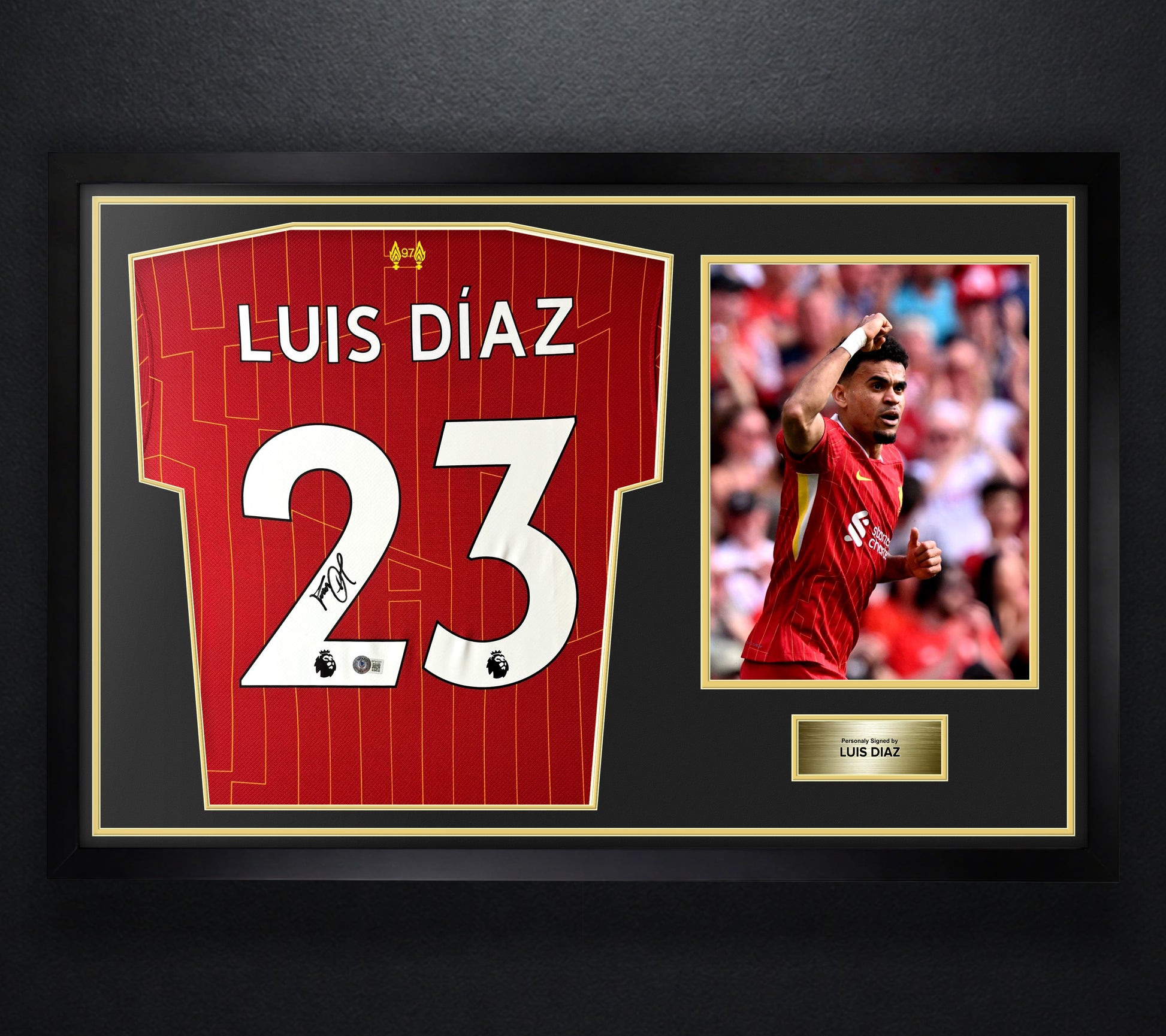 Luis Diaz Signed Liverpool Nike Jersey Framed Beckett COA - Photo of frame