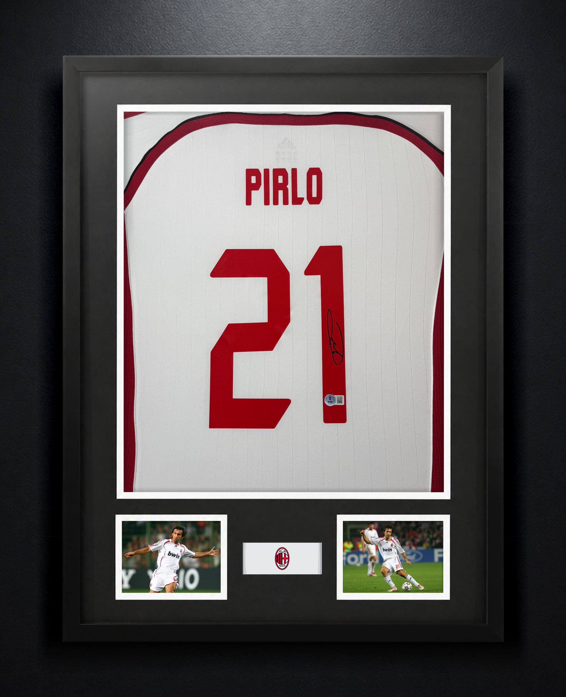 Andrea Pirlo Signed AC Milan Adidas Jersey Framed Beckett COA - Photo of frame