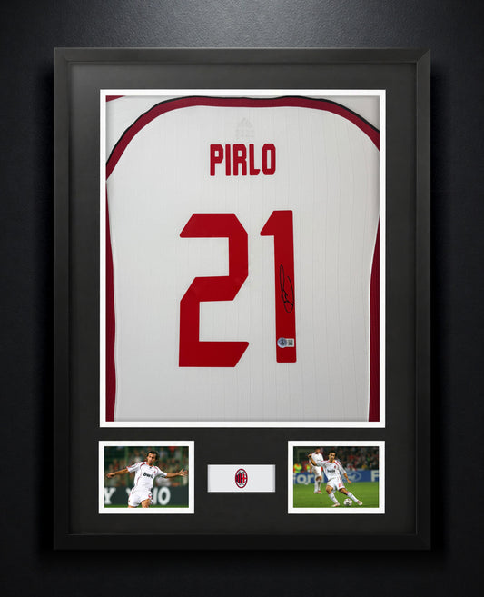 Andrea Pirlo Signed AC Milan Adidas Jersey Framed Beckett COA - Photo of frame