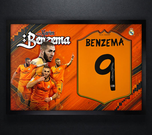 Karim Benzema Signed Real Madrid Jersey Framed Beckett COA - Photo of frame