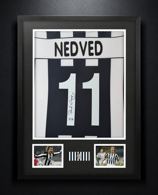 Pavel Nedved Signed Juventus Lotto Jersey Framed Beckett COA - Photo of frame