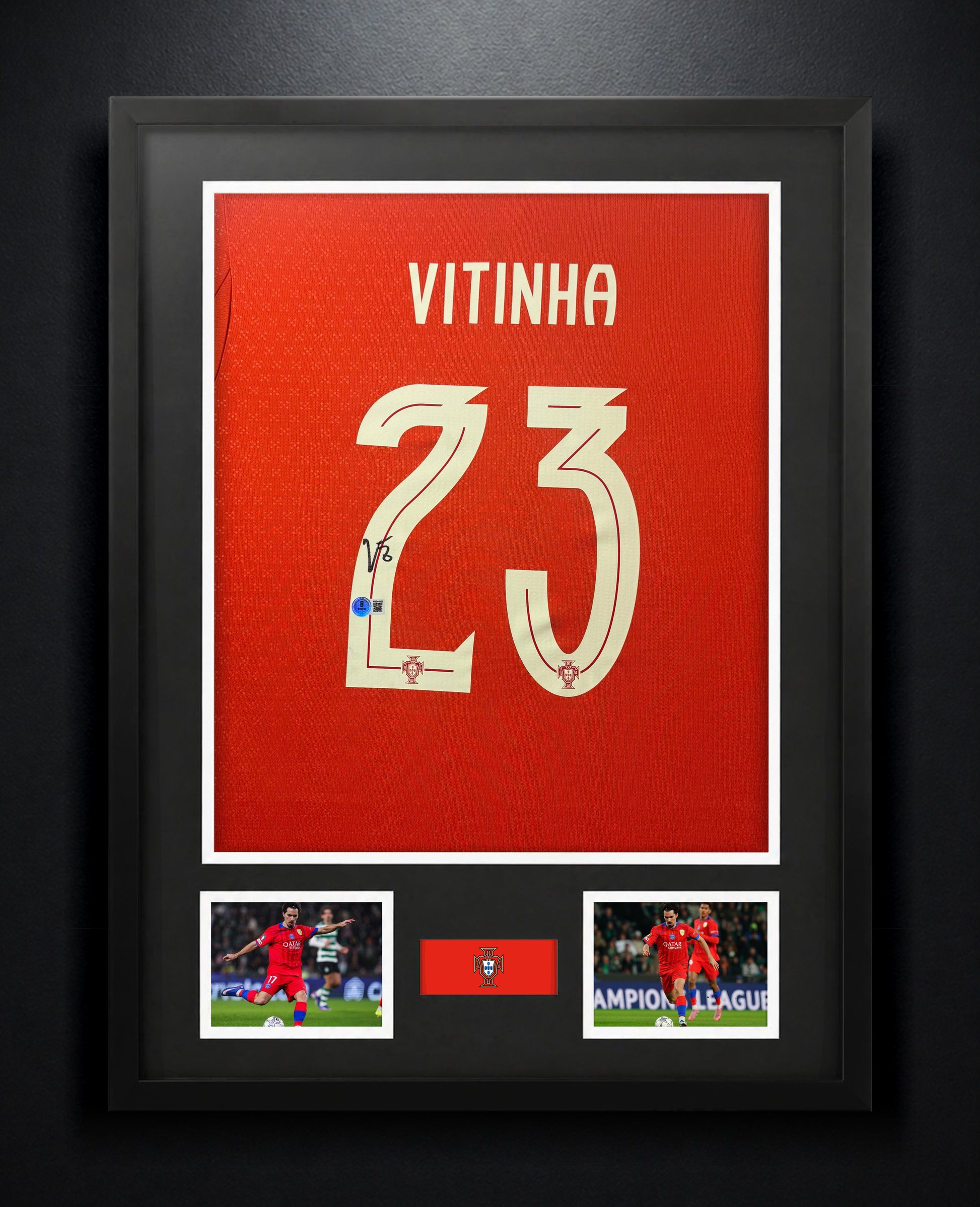 Vitinha Signed Portugal Puma Jersey Framed Beckett COA - Photo of frame