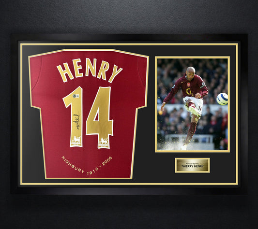 Thierry Henry Signed Arsenal Nike Jersey Framed Beckett COA - Photo of frame