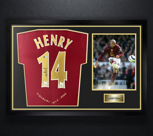 Thierry Henry Signed Arsenal Nike Jersey Framed Beckett COA - Photo of frame