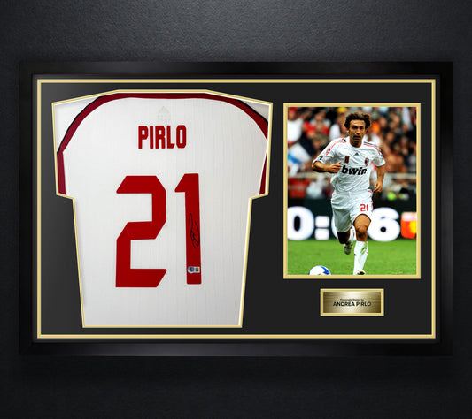 Andrea Pirlo Signed AC Milan Adidas Jersey Framed Beckett COA - Photo of frame