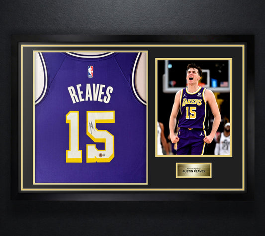 Austin Reaves Signed Los Angeles Lakers Nike Jersey Framed Beckett COA - Photo of frame