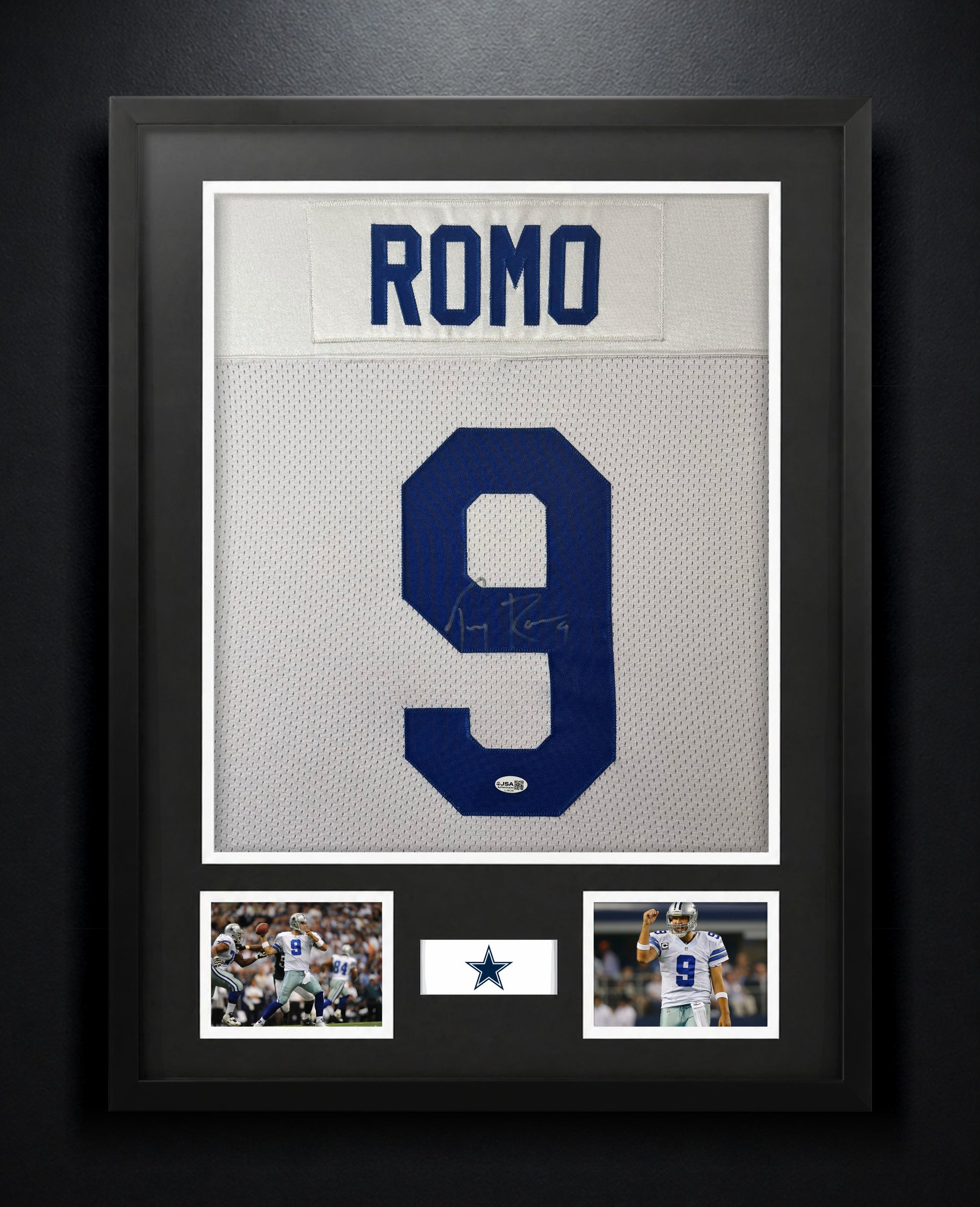 Tony Romo Signed Dallas Cowboys Jersey Framed JSA COA - Photo of frame