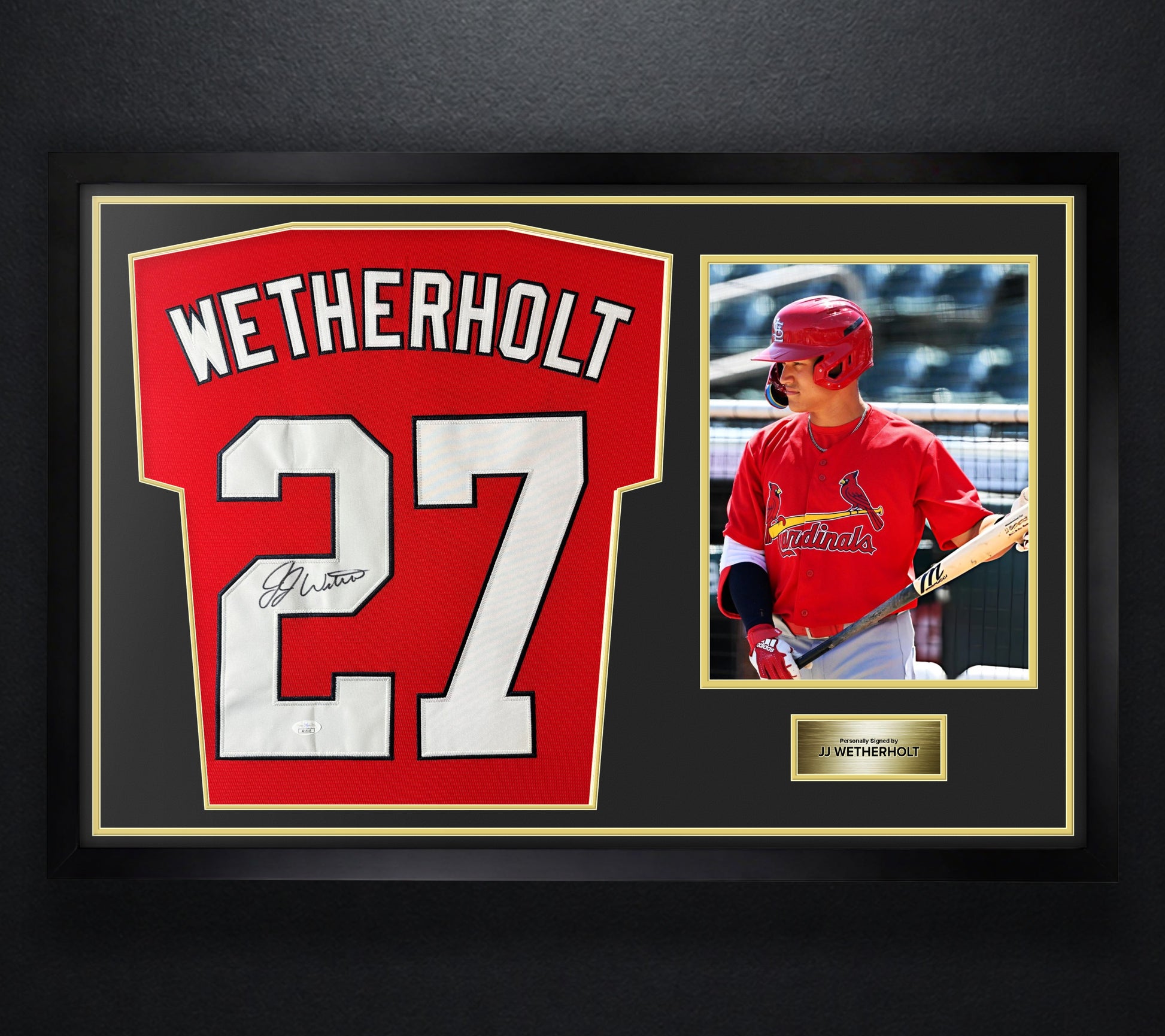 JJ Wetherholt Signed St. Louis Cardinals Nike Jersey Framed JSA COA - Photo of frame