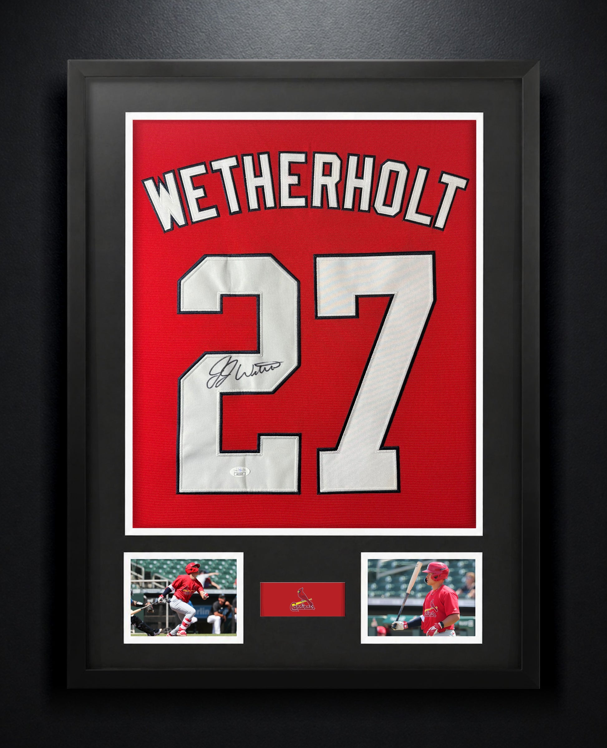 JJ Wetherholt Signed St. Louis Cardinals Nike Jersey Framed JSA COA - Photo of frame