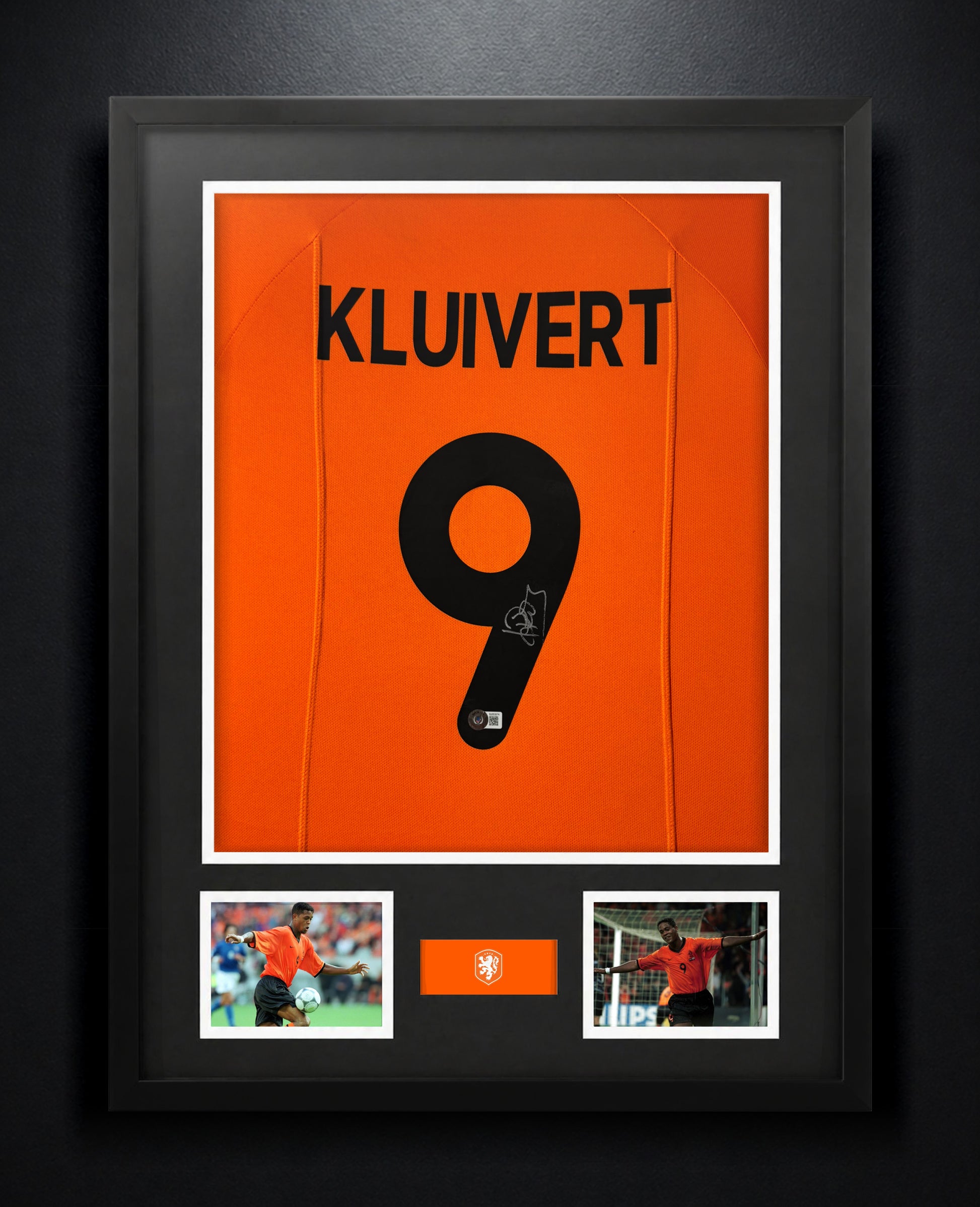 Patrick Kluivert Signed Netherlands Jersey Framed Beckett COA - Photo of frame