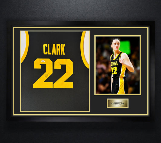 Caitlin Clark Signed Iowa Hawkeyes Nike Jersey Framed PSA COA - Photo of frame