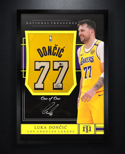 Luka Doncic Signed Los Angeles Lakers Nike Jersey Framed Beckett LOA & COA - Photo of frame