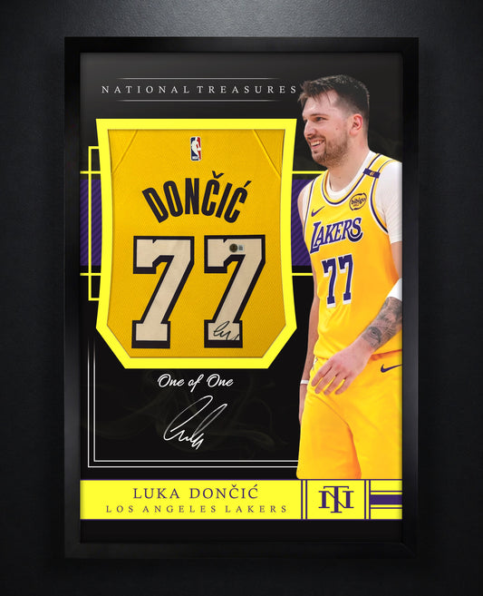 Luka Doncic Signed Los Angeles Lakers Nike Jersey Framed Beckett LOA & COA - Photo of frame