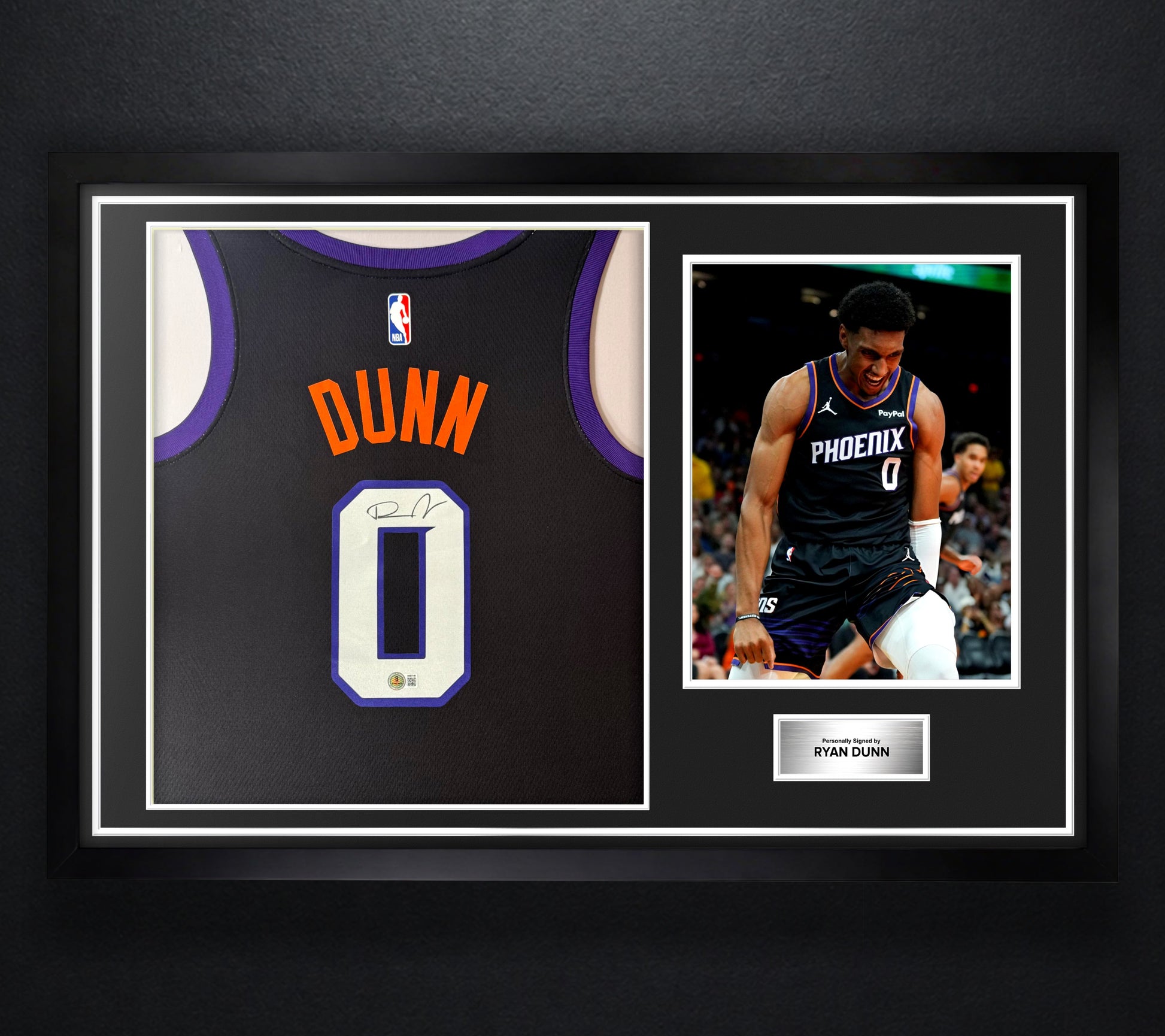 Ryan Dunn Signed Phoenix Suns Nike Jersey Framed Beckett COA - Photo of frame