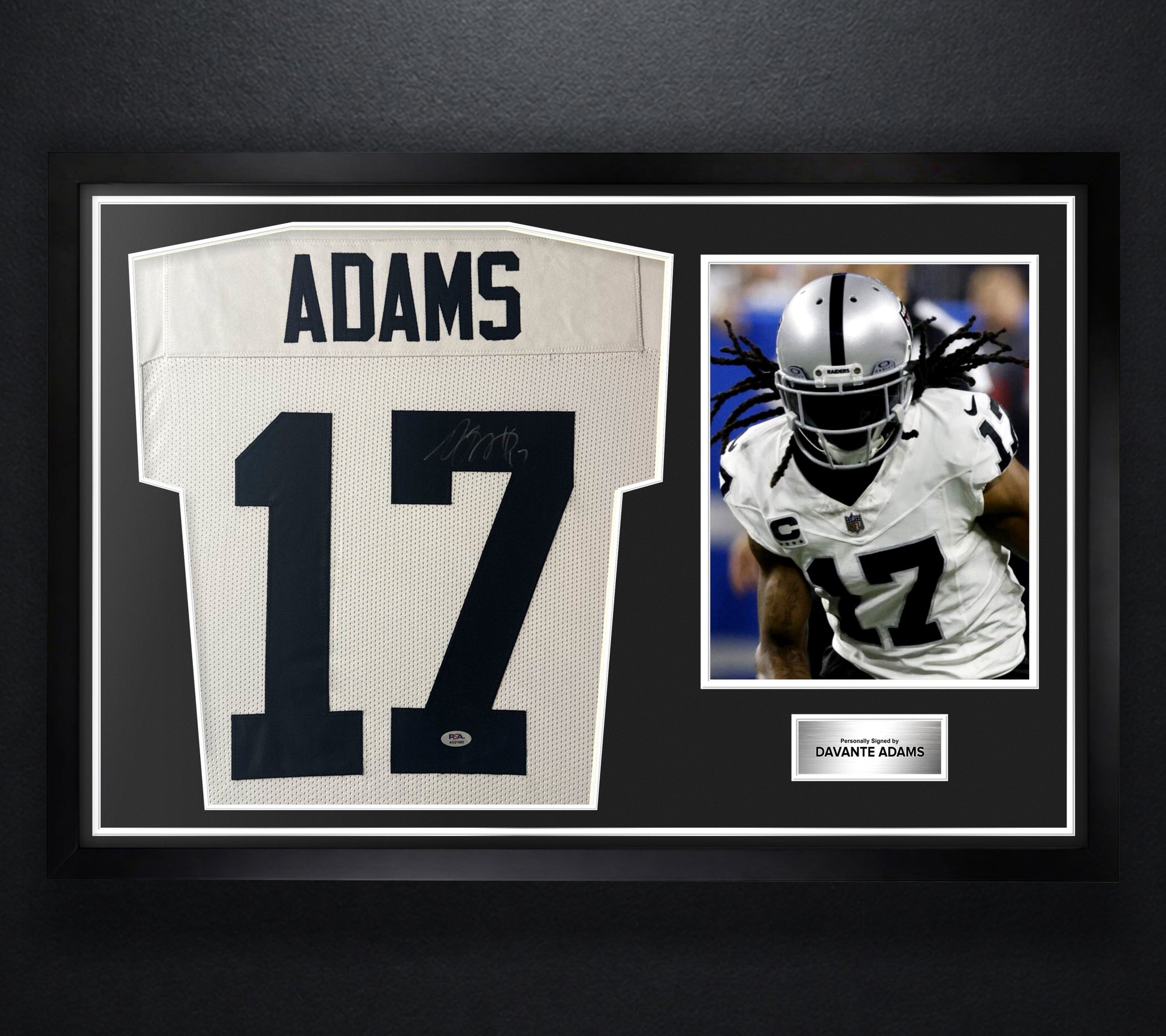 Davante Adams Signed Oakland Raiders Jersey Framed PSA COA - Photo of frame